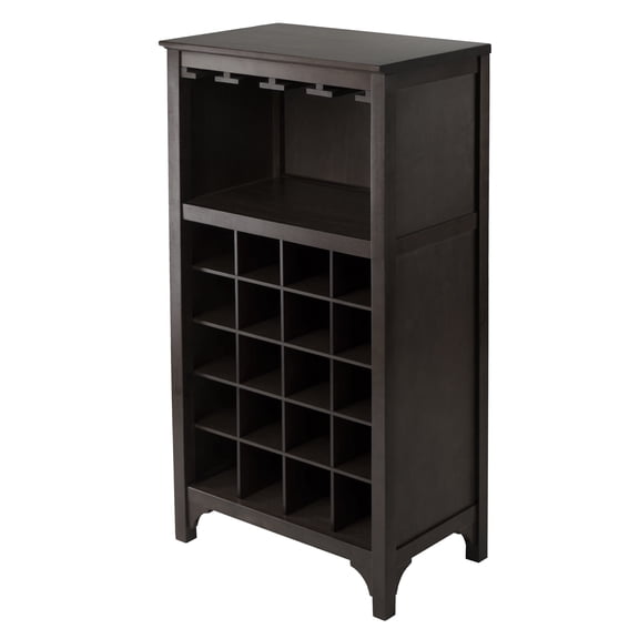 Contemporary Home Living 37.5" Dark Espresso Unique Ancona Wine Modular Rectangular Cabinet with