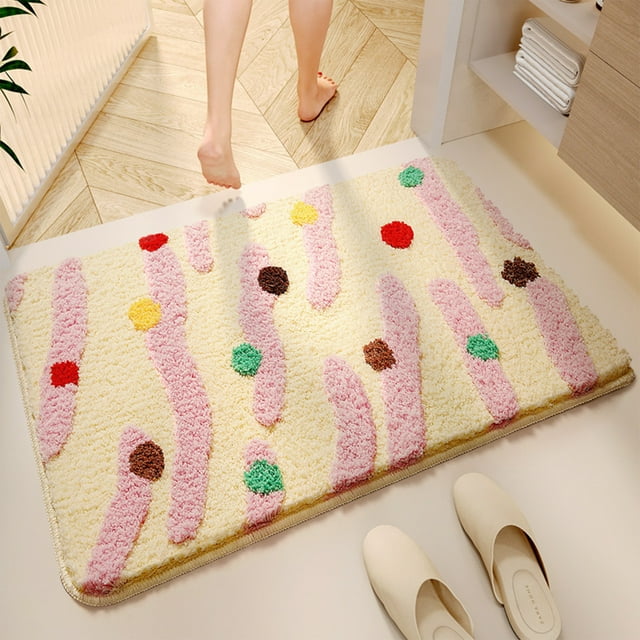 Uklsqma Cute Motifs Non Slip Polyester Carpet Rug 90X60Cm | Multicolor Sheep Velvet Style Floor Mat | Bedroom Living Room Bathroom Door Mat | Absorbent Washable Durable Area Rug