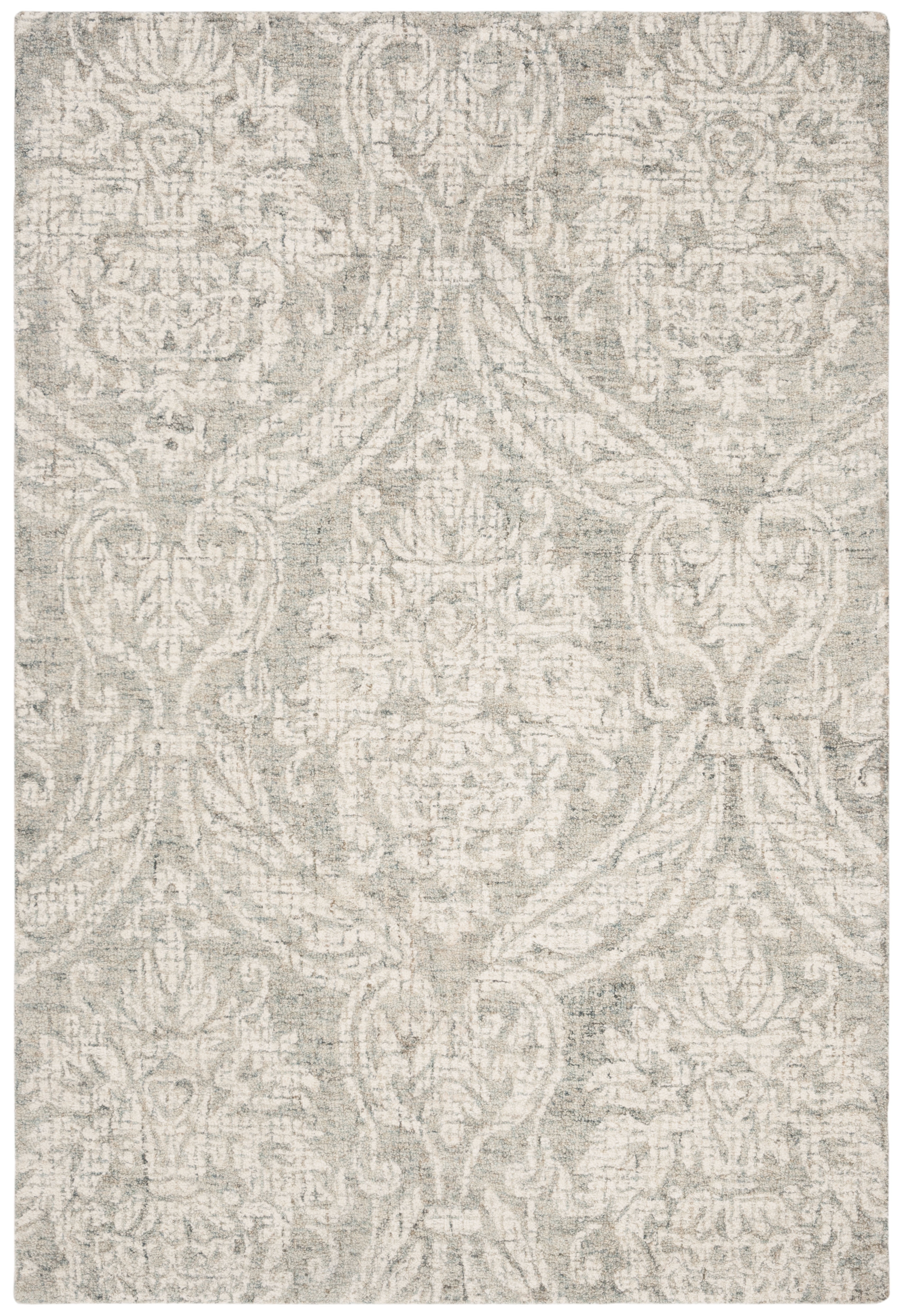 SAFAVIEH Abstract Constantine Damask Wool Area Rug, Gray/Ivory, 5' x 8'