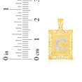 thumbnail image 4 of Floreo 10k Yellow Gold and White Gold 14.5mm or 18mm Personalized Alphabet Monogram A-Z Initial Square Pendant, 4 of 4