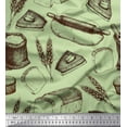 thumbnail image 1 of Soimoi Rayon Fabric Rolling Pin,Wheat & Sandwich Bread Food Print Sewing Fabric Yard 42 Inch Wide, 1 of 1