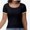 Black, variant on Women Summer Short Sleeve Shirts Crewneck Striped Color Block T Shirts Slim Fit Basic Tee Tops