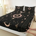 thumbnail image 3 of jejeloiu Boho Bohemian Tribal Twin Sheet Sets,Stars Moon Print Twin Fitted Sheet,Gold Black Flat Sheet For Men Women,Breathable Home Decor,3-Piece, 3 of 7