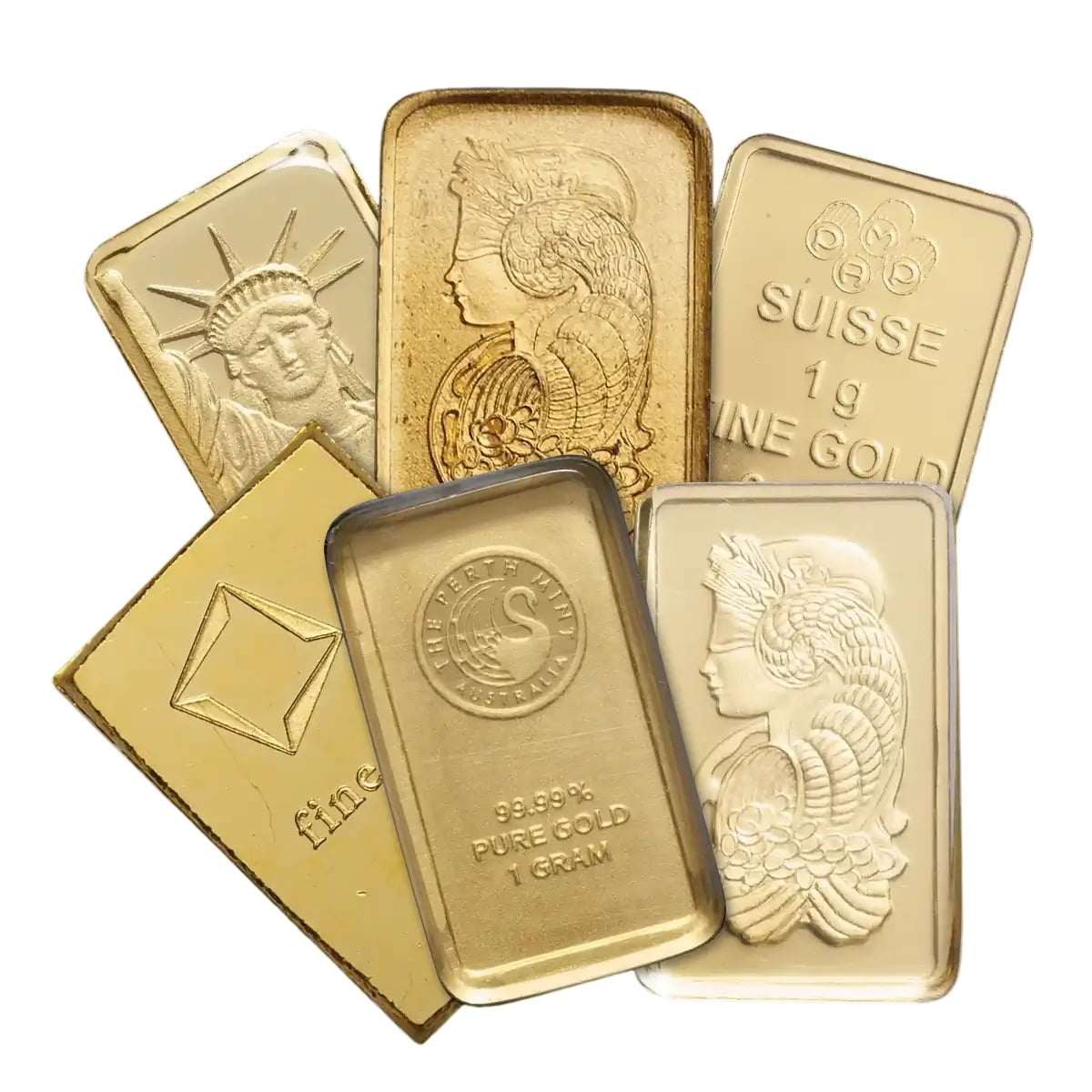 1 gram Gold Bar - Random Design - Lot of 5