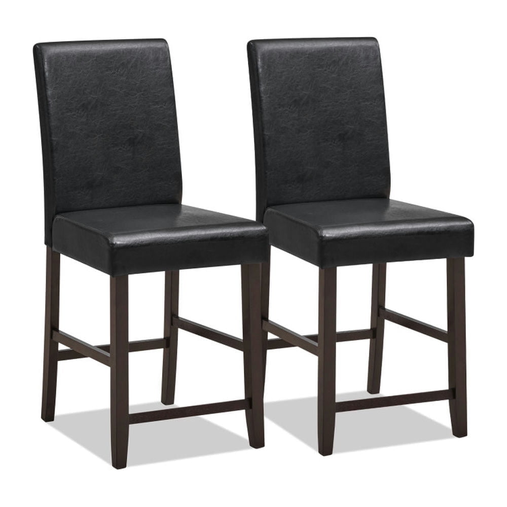 Demi Bonn 25" Set of 2 Counter Height Bar Stools, Modern Dining Chair with Backrests, Black