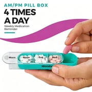 Weekly Pill Organizer, 1 Dispenser, 7 Stackable Compartments Four Times-a-Day - Morning, Noon, Evening, and Bedtime, Black