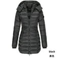 thumbnail image 4 of Mid Length Puffer Jackets for Women with Detachable Hood Dual-Zip Winter Cotton Down Coat Warm Long Overcoats (3XL, Black), 4 of 6