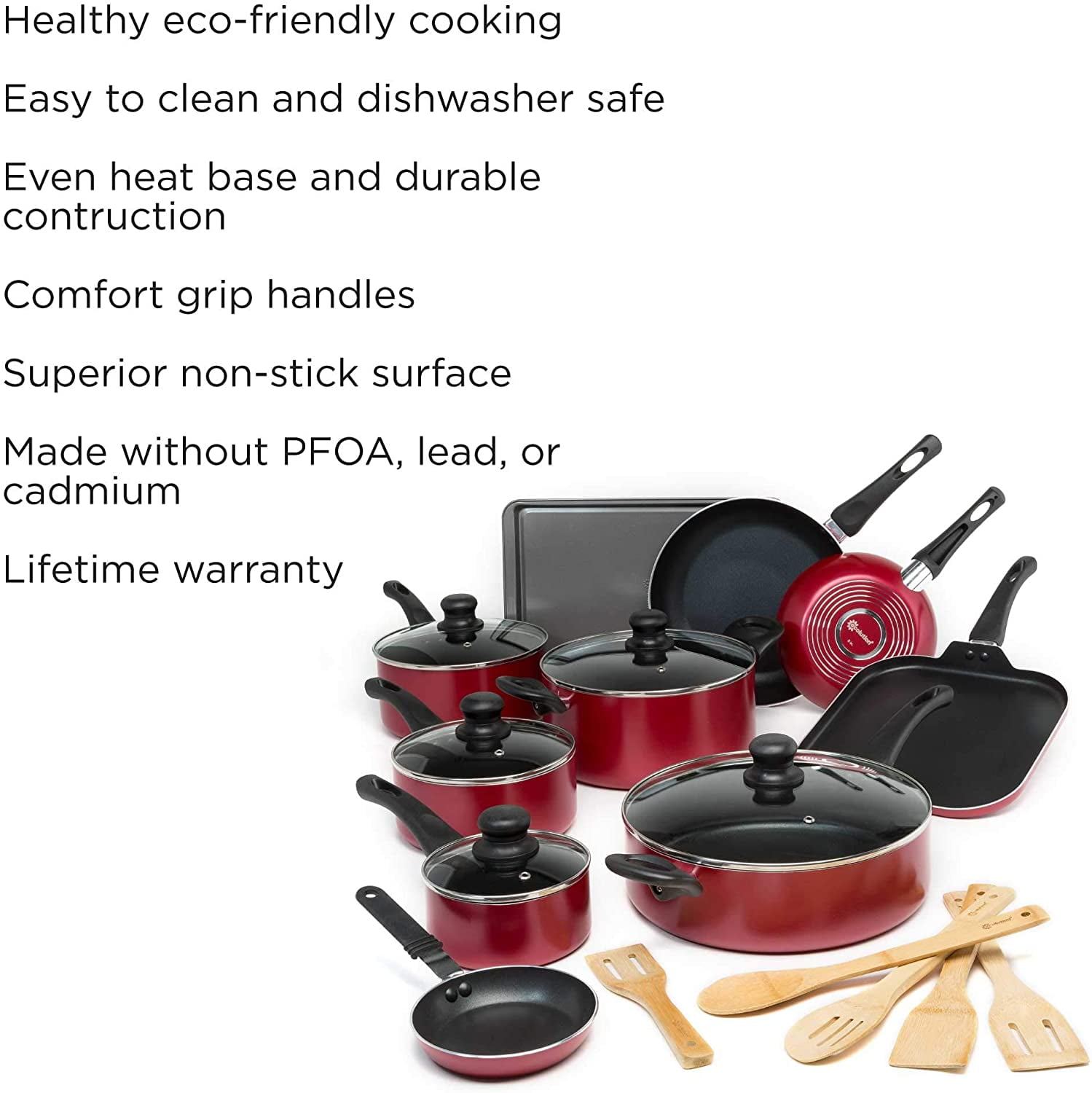 Ecolution Easy Clean Nonstick Cookware Set, Dishwasher Safe Kitchen Pots  and Pans Set, Comfort Grip Handle, Even Heating, Ultimate Food Release