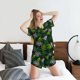 thumbnail image 5 of Fotbe Tropical Leaves1 Conjunto de Pijama Estampado para Mujer, 2 Piezas, Ropa de Dormir con Camiseta de Manga Corta y Shorts Suaves-Medium, 5 of 6