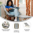 thumbnail image 3 of Emma + Oliver Oversized Faux Fur Folding Saucer Chair with Ottoman for Dorm, Bedroom, Gray Faux Fur/Soft Gold Frame, 3 of 13
