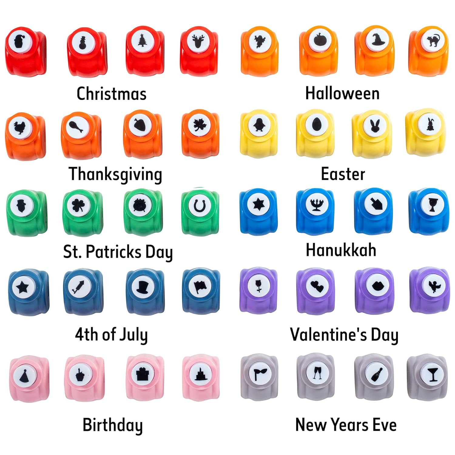 Every Occasion Year Round Scrapbook Paper Punchers-40 Unique Designs for Christmas-Easter, St. Patrick's Day, Easter, DIY Craft Kit Accessory
