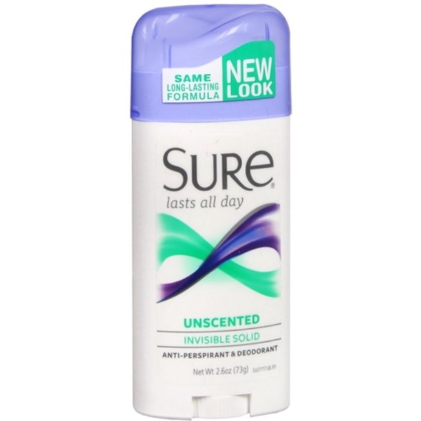 Sure AntiPerspirant Deodorant Invisible Solid Unscented 2.60 oz (Pack