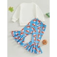 thumbnail image 3 of Suealasg Toddler Girl Fall Winter Outfits Long Sleeve Letter Print Sweatshirt + Pie Print Flare Pants Set 6M 1T 2T 3T 4T Kids Baby Girl Thanksgiving Clothes 2Pcs Infant Girl Pants Sets, 3 of 8