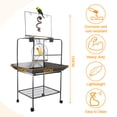 thumbnail image 2 of 62-Inch Rolling Bird Cage, Large Wrought Iron Parrot & Parakeet Flight Cage with Slide-Out Tray, Wooden Perches, Standing Metal Bird Cage for Parrots and Parakeets, Black, 2 of 11