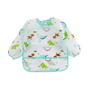 TFFR Kids Long Sleeve Art Smock Cartoon Print Waterproof Painting Aprons Children's Feeding Bib with Pocket for Baking Cooking