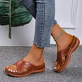 thumbnail image 1 of KBODIU Sandals Women Athletic Comfortable Outdoor Sandals with Arch Support Walking Sandals for Women Sandals Car Stitched Thick Bottom Cross Wedge Half Slippers for Spot/Beach/Home Brown 36, 1 of 5