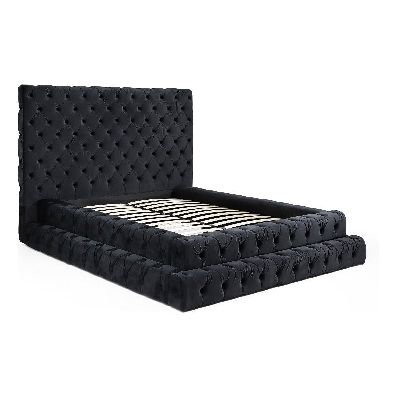 Better Home Products Eleonora Queen Size Velvet Upholstered Bed in ...