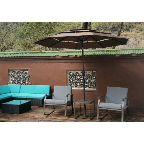 9 Ft 3-Tiers Outdoor Patio Umbrella with Crank and tilt and Wind Vents 