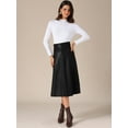 thumbnail image 2 of DARING DIVA Women's Vintage High Waist A Line Faux PU Leather Midi Skirts L Black, 2 of 6