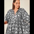 thumbnail image 4 of Vestido Midi Holgado Informal de Verano para Mujer, con Escote en V, Cordones, Media , Estampado Geométrico Bohemio Negro L, 4 of 9