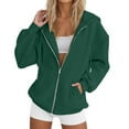 thumbnail image 2 of Womens Casual Tops Women's Solid Sweatshirt Women Fashion Solid Loose Hooded Zipper Hoodie Long Sleeve Jacket, 2 of 4