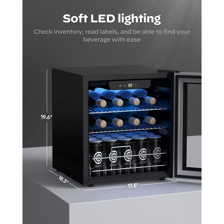 Beverage fridge with wine rack clearance