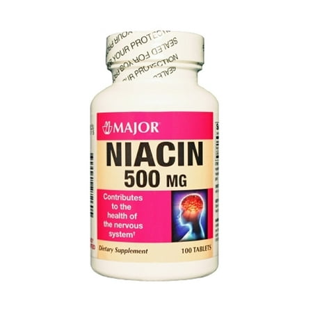 MAJOR NIACIN 500MG TABS NIACIN-500 MG White 100 TABLETS UPC 309042272605Treats And Prevents Lack Of Natural Niacin In The Body By Major
