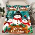 thumbnail image 2 of Feelyou Funny Western Snowman Twin Sheet Sets, Merry Christmas Twin Fitted Sheet, Teend Kids Girls Boys Flat Sheet, Super Cozy Room Decor, 3 Pieces, 2 of 7