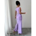 thumbnail image 2 of Purple Off-The-Shoulder Ruched Waist Bodycon Maxi Dress For Women, 2 of 6