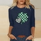 thumbnail image 1 of TaTaai Women Crew Neck 3/4 Sleeve St. Patrick's Print Black Loose Top Casual T-Shirt Ladies Spring Gathering Wear Lightweight Breathable Non-See-Through No Fading Top Gift, 1 of 7