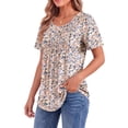 thumbnail image 4 of Fantaslook Blouses for Women Pleated Short Sleeve Tunic Tops Dressy Casual Summer Shirts, 4 of 10