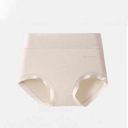 Fatuov Everyday Wear Ladies Underwear Fashion 2025 Sexy High Waisted Seamless Panties for Jeans Thin Solid Color Comfort Briefs Size XL  Beige