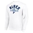 thumbnail image 2 of Men's Starter White St. Louis Blues Stick And Puck Logo Fleece Pullover Sweatshirt, 2 of 3