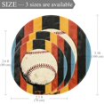 Baseball Stripe Vintage Print Anti Slip Area Rugs For Bedroom Round