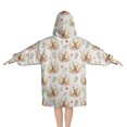 thumbnail image 2 of Beige Highland Cow Flower Pattern Blanket Hoodies for Kids 6-13YR Oversize Wearable Blanket Hoodies for Boys Girls Teens, 2 of 7