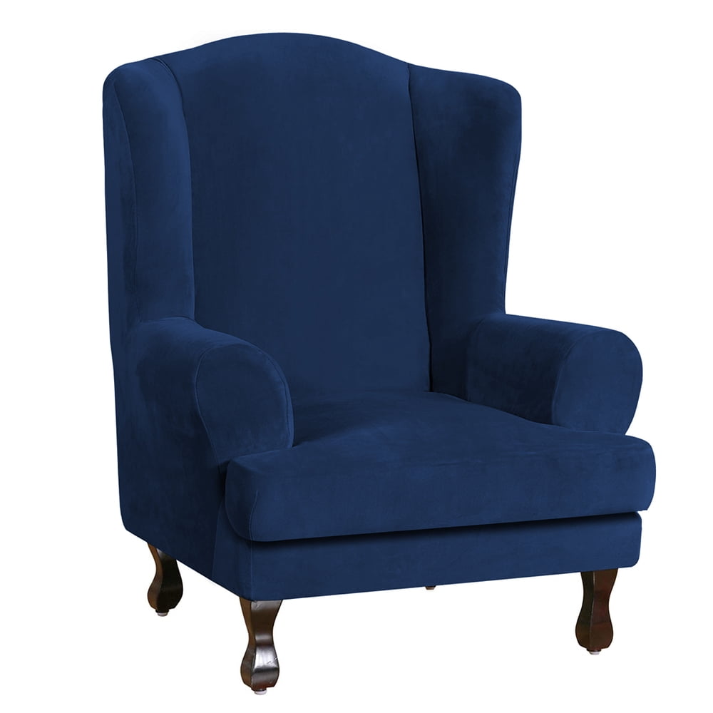 Velvet Wing Chair Slipcover, 2 Pieces Wing Chair Covers Wingback