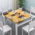 thumbnail image 3 of White Sunflower Pattern Square Fitted Tablecloth with Elastic Edge,Square Table Cover,Washable Elastic Table Cover for Home Kitchen Party Decor 36"x36", 3 of 6
