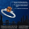 thumbnail image 2 of Gem Stone King 14K White Gold Ecstasy Mystic Topaz and White Created Sapphire Engagement Ring for Women | 1.76 Cttw | Oval 8X6MM | Gemstone November Birthstone | Size 7, 2 of 6