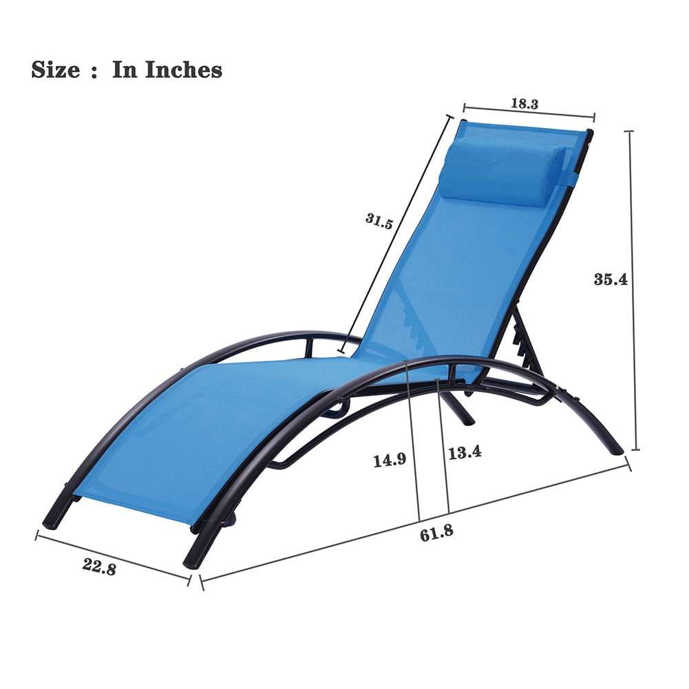 Kepooman 2PCS Set Patio Chaise Lounge Chair for Outside, Aluminum Adjustable Outdoor Pool Recliner Chair For Patio Lawn Beach Pool Side Sunbathing, Blue Kepooman 2PCS Set Patio Chaise Lounge Chair for Outside, Aluminum Adjustable Outdoor Pool Recliner Chair For Patio Lawn Beach Pool Side Sunbathing, Blue