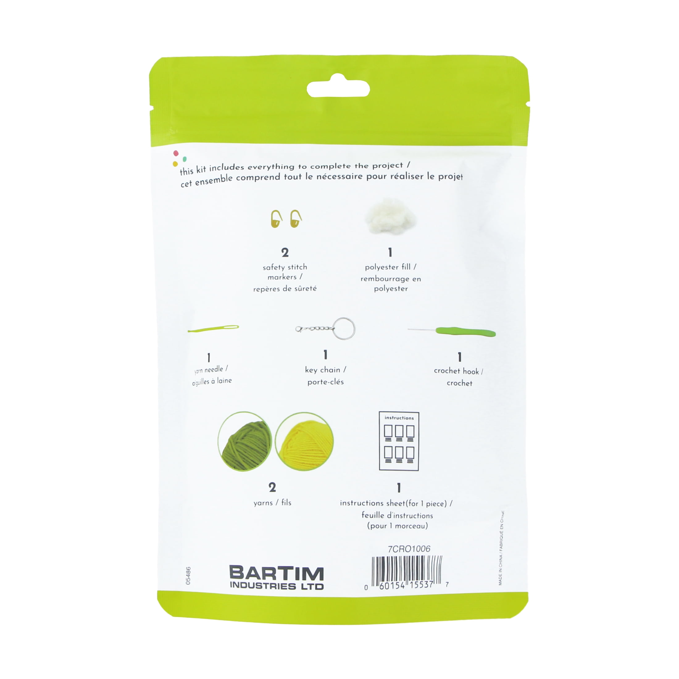 UNIQUE CREATIV CRAFT Crochet Key Ring Kit — Lemon, 1 pc, Age 8+, CROCHET KRING LEMON