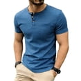 thumbnail image 2 of WIZUTIZ Henley Short Sleeve Shirt for Men Lightweight Casual 3 Button Tees Tops Cotton Classic Work Blend T-Shirts with Pocket, 2 of 5