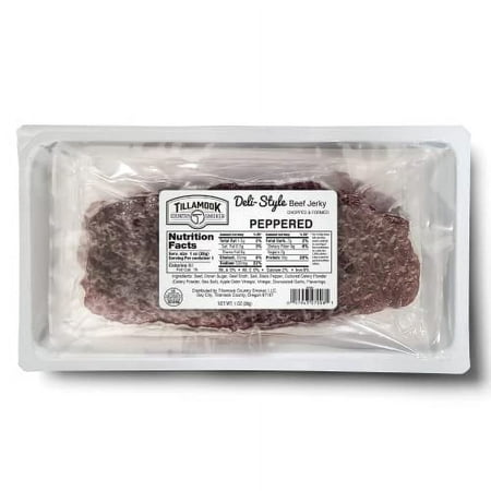 Tillamook Beef Jerky, Country Smoker Peppered Deli Style Thin Sliced Slab, 12 Count Tray