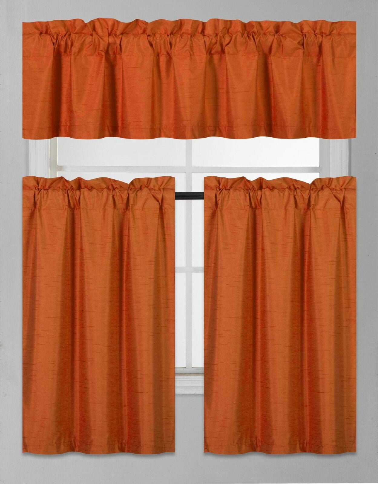 K3 Set Kitchen Orange 3 Pieces 2 Panels ,1 Valance, Bathroom, Window