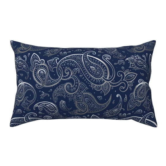 King Pillow Cases Standard Size - Dark Blue Paisley Soft Envelope Closure Microfiber Block Print Pillow Cover, Wrinkle Stain Resistant Travel Pillow Covers Standard Size 20x36in