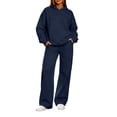 thumbnail image 3 of YFNNUP Womens 2 Piece Lounge Sweatsuit Fall Fashion Matching Sweat Sets Oversized Hoodies & Baggy Jogger Sweatpants Navy,L, 3 of 7