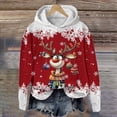 thumbnail image 2 of WILLBEST Sudadera con Capucha Oversize para Mujer, Estilo Casual, con Estampado Navideño de Ciervos con Cabeza Grande y Copos de Nieve, Cuello Redondo, Manga Larga y Diseño Ligero Mediana, 2 of 4