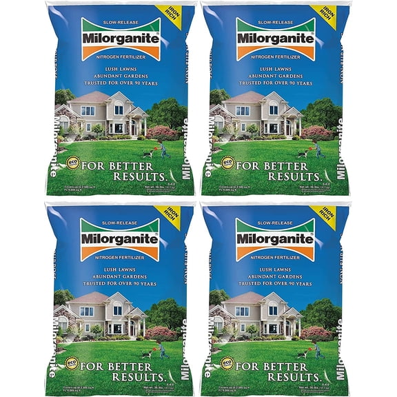 Milorganite 0636 Organic Nitrogen Fertilizer, 32-Pound, Pack of 4