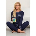 thumbnail image 2 of Pajamas for Women Long Sleeve Pajama Set Cottom Nightwear Ultra-Soft Lounge Sleepwear Soft Pj Lounge Sets(S ,,Navy), 2 of 5