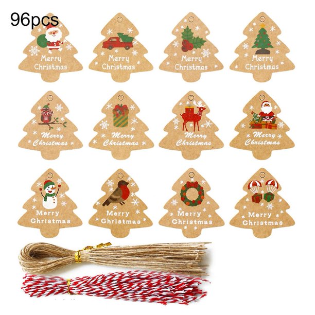 Farfi 1 Juego de etiquetas de regalo con forma de árbol, Papel Kraft con temática navideña, etiquetas de regalo con gran efecto Visual para regalos