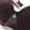 thumbnail image 6 of Women's Push Up Lace Bra Padded Add 2 Cups Support Underwire Lift Up Deep V Bra for Women Brown 36, 6 of 6